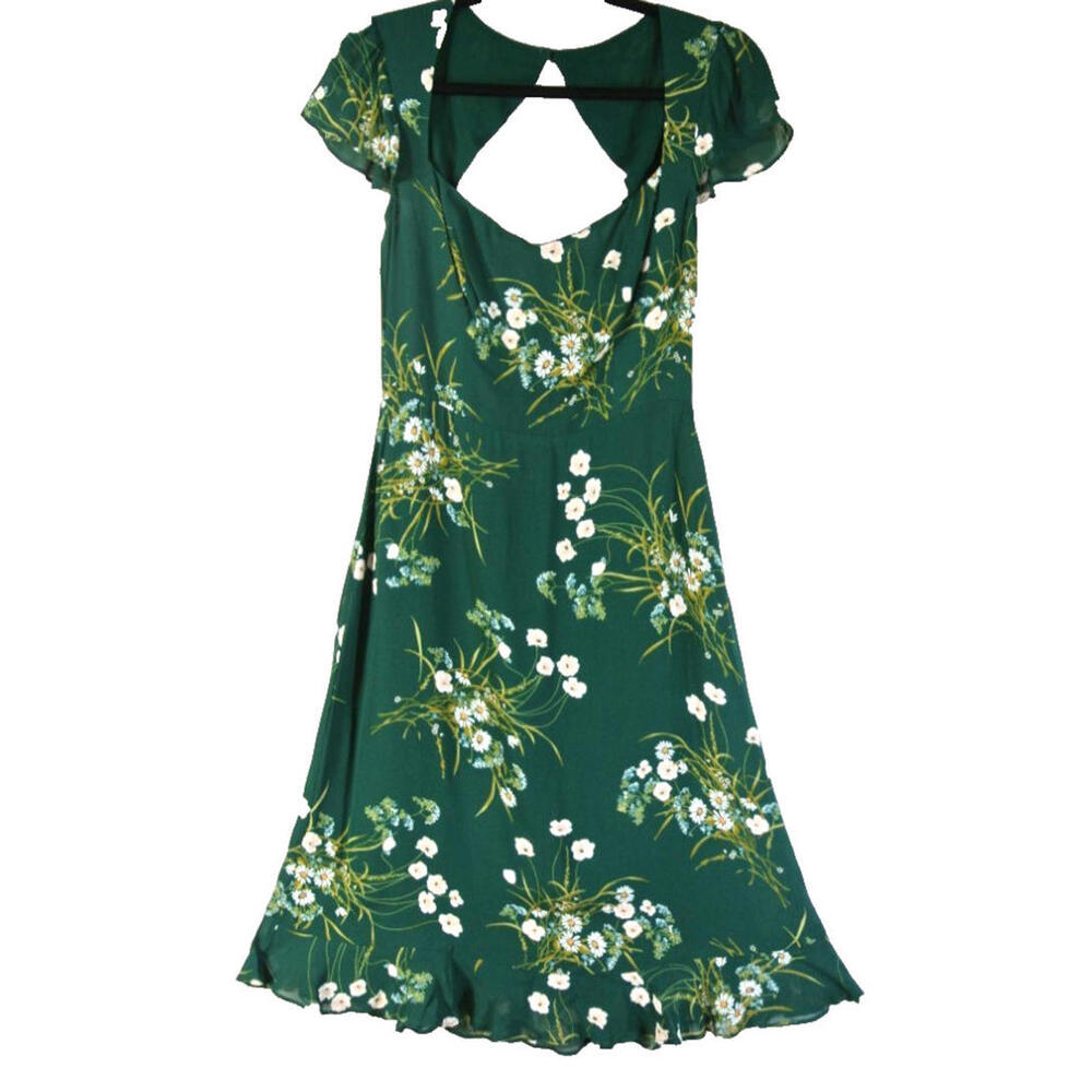 NEW Reformation Rosi Dress Buena Green multi Size 8 #2908 - Picture 5 of 10